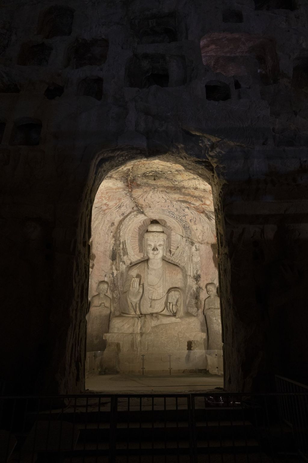 Miniature of Longmen Binyang Central Cave, central Buddha, night view