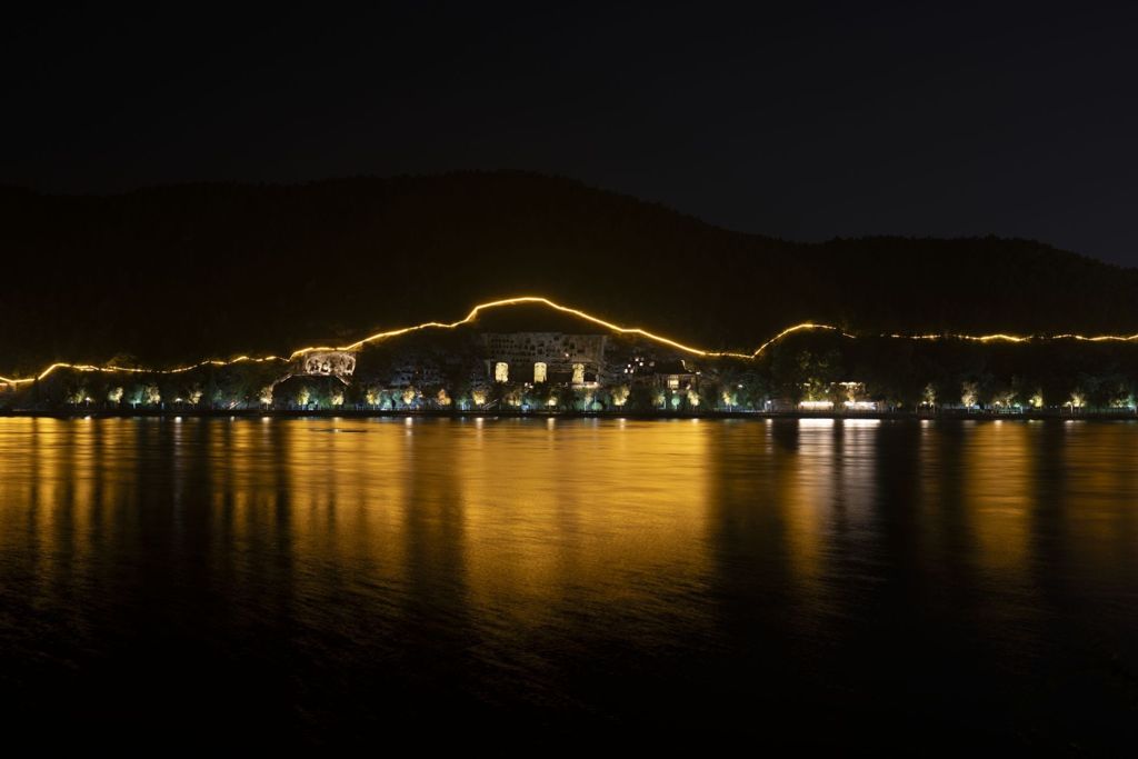 Miniature of Longmen Binyang Central Cave, night view