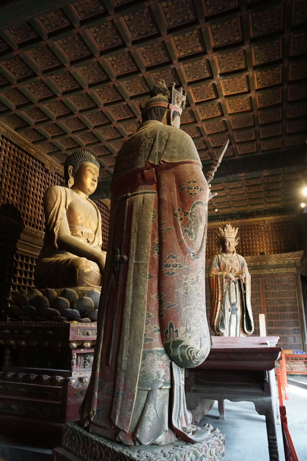 Miniature of Buddha Triad from Rulai Hall (Rulaidian, Tathagatha Hall or Shakyamuni Hall), Shakyamuni, Indra, and Brahma Buddha