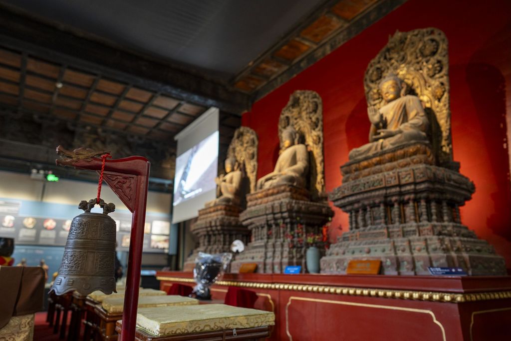 Miniature of Buddha Triad from Zhihua Hall (Zhihuadian, Hall of Transforming Wisdom)