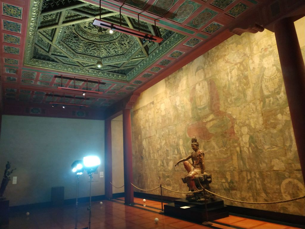 Miniature of Coffered Ceiling from Wanfo Pavilion (Wanfoge, Ten Thousand Buddhas Pavilion), research team conducting scanning