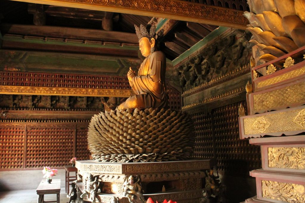 Miniature of Buddha Triad from Wanfo Pavilion (Wanfoge, Ten Thousand Buddhas Pavilion), Shakyamuni Buddha