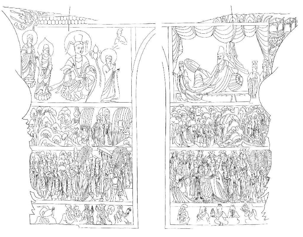 Miniature of Longmen Binyang Central Cave, The original state of the east wall of Cave 140