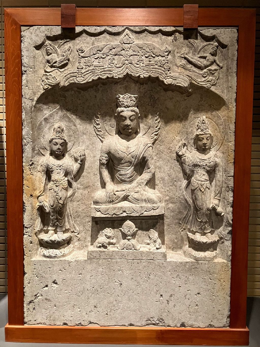 Miniature of Buddha with Two Attendants in a Niche