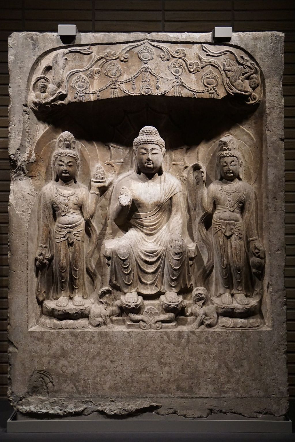 Miniature of Buddha with Two Attendants in a Niche