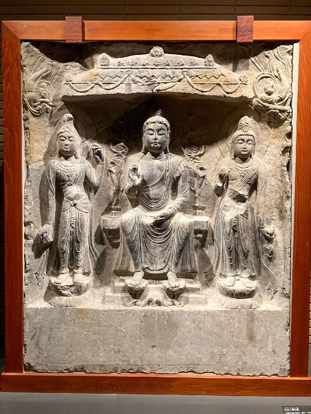 Miniature of Buddha with Two Attendants in a Niche