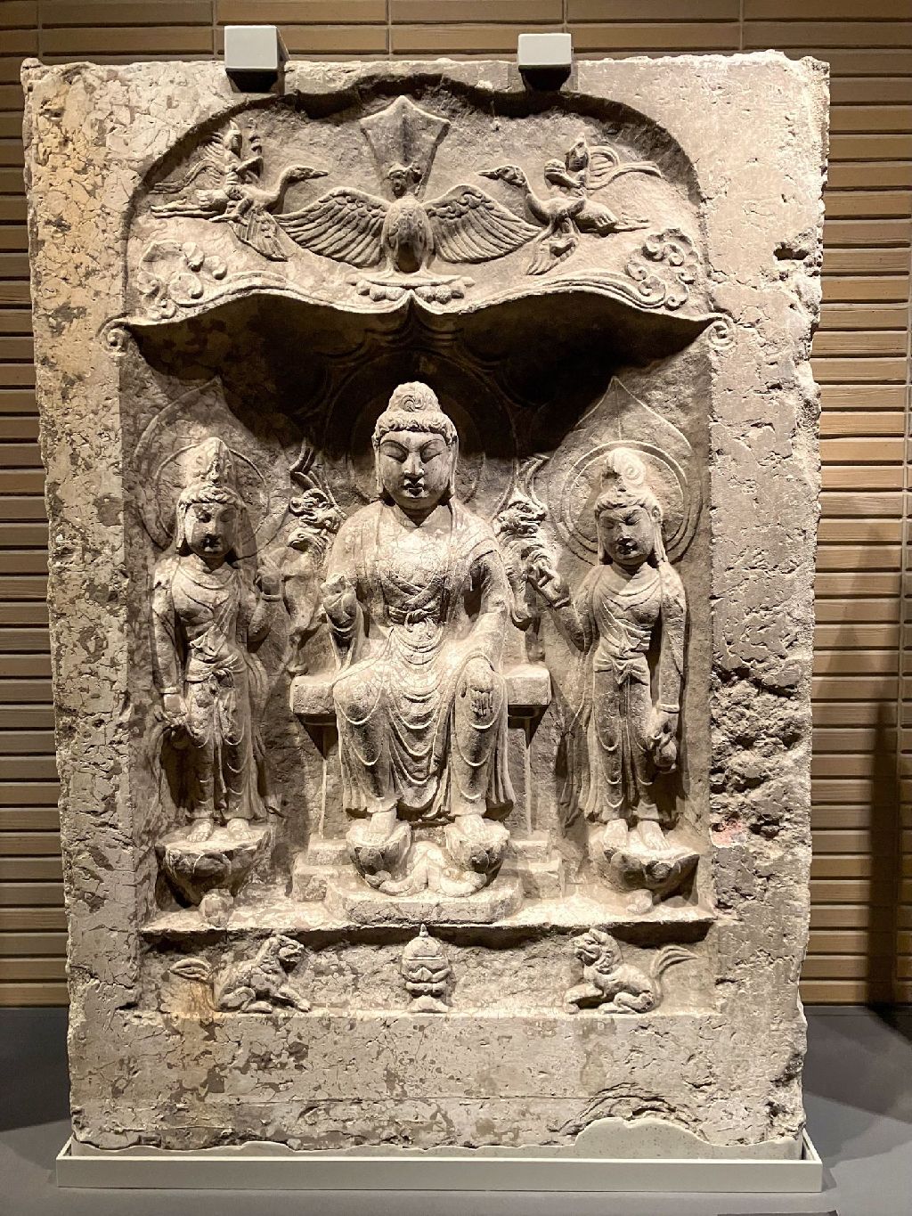 Miniature of Buddha with Two Attendants in a Niche