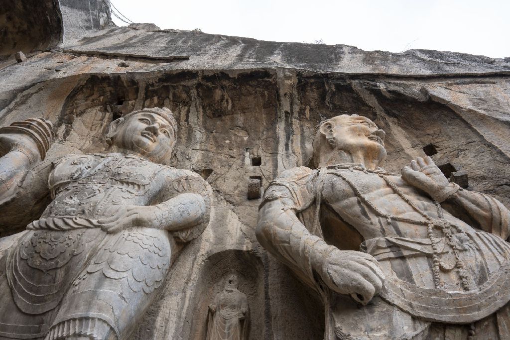 Miniature of Fengxian Temple (Fengxiansi), Vaiśravana and Vajrapāṇi