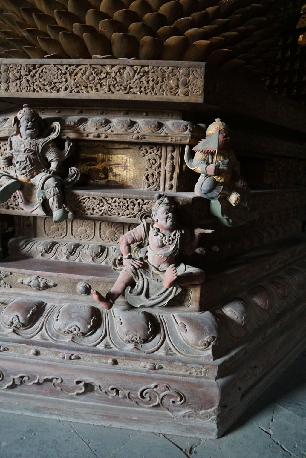 Miniature of Buddha Triad from Wanfo Pavilion (Wanfoge, Ten Thousand Buddhas Pavilion), throne of Vairocana Buddha