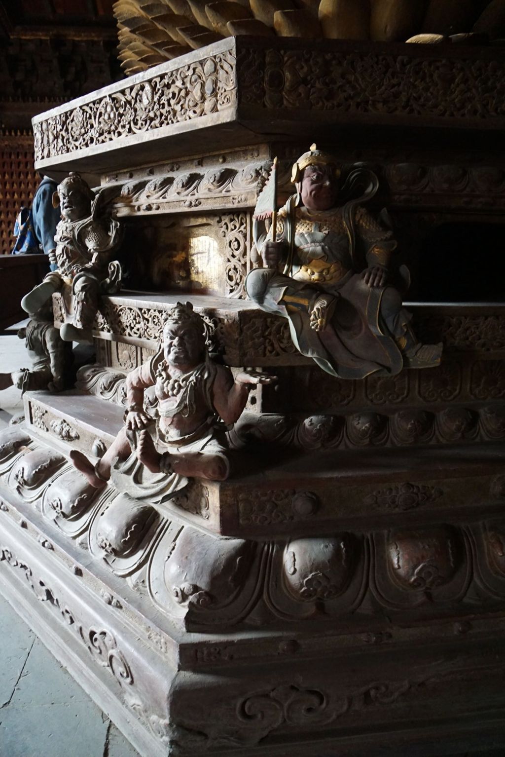 Miniature of Buddha Triad from Wanfo Pavilion (Wanfoge, Ten Thousand Buddhas Pavilion), throne of Vairocana Buddha