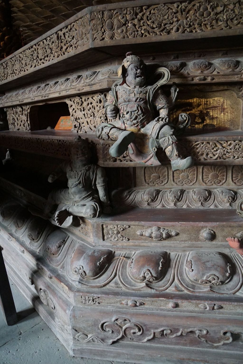 Miniature of Buddha Triad from Wanfo Pavilion (Wanfoge, Ten Thousand Buddhas Pavilion), throne of Vairocana Buddha