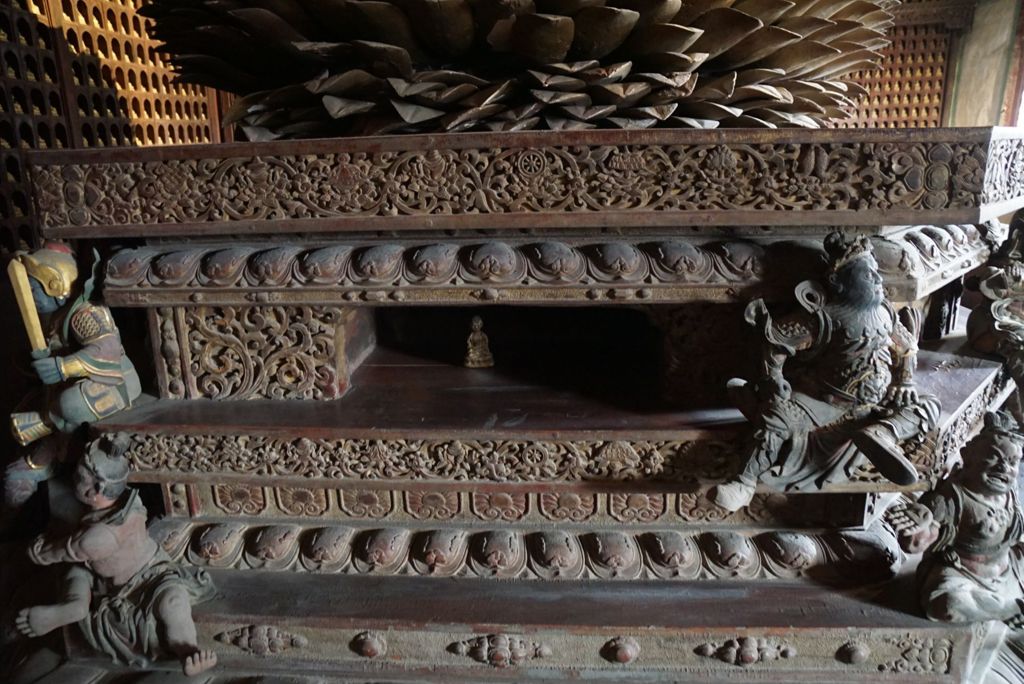 Miniature of Buddha Triad from Wanfo Pavilion (Wanfoge, Ten Thousand Buddhas Pavilion), throne of Vairocana Buddha