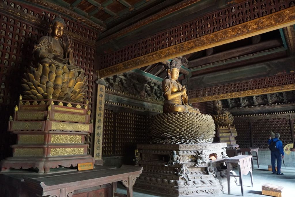 Miniature of Buddha Triad from Wanfo Pavilion (Wanfoge, Ten Thousand Buddhas Pavilion), side