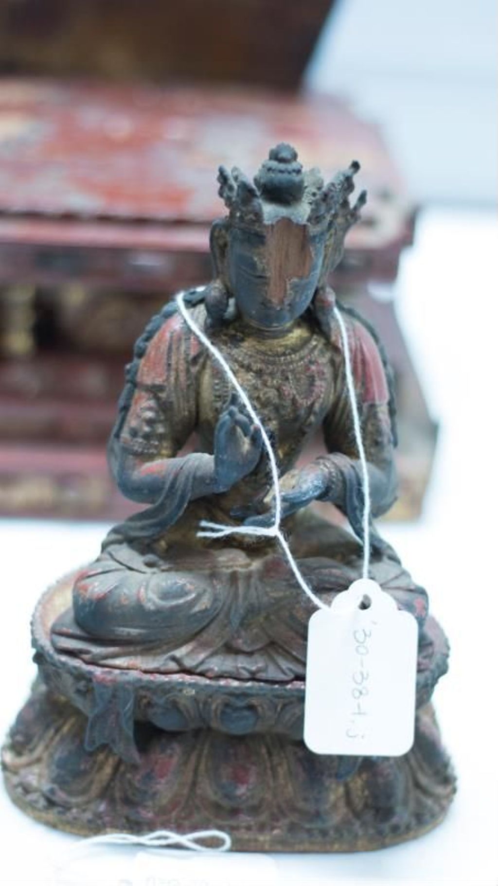 Miniature of Coffered Ceiling from Zhihua Hall (Zhihuadian, Hall of Transforming Wisdom), crowned small Buddha