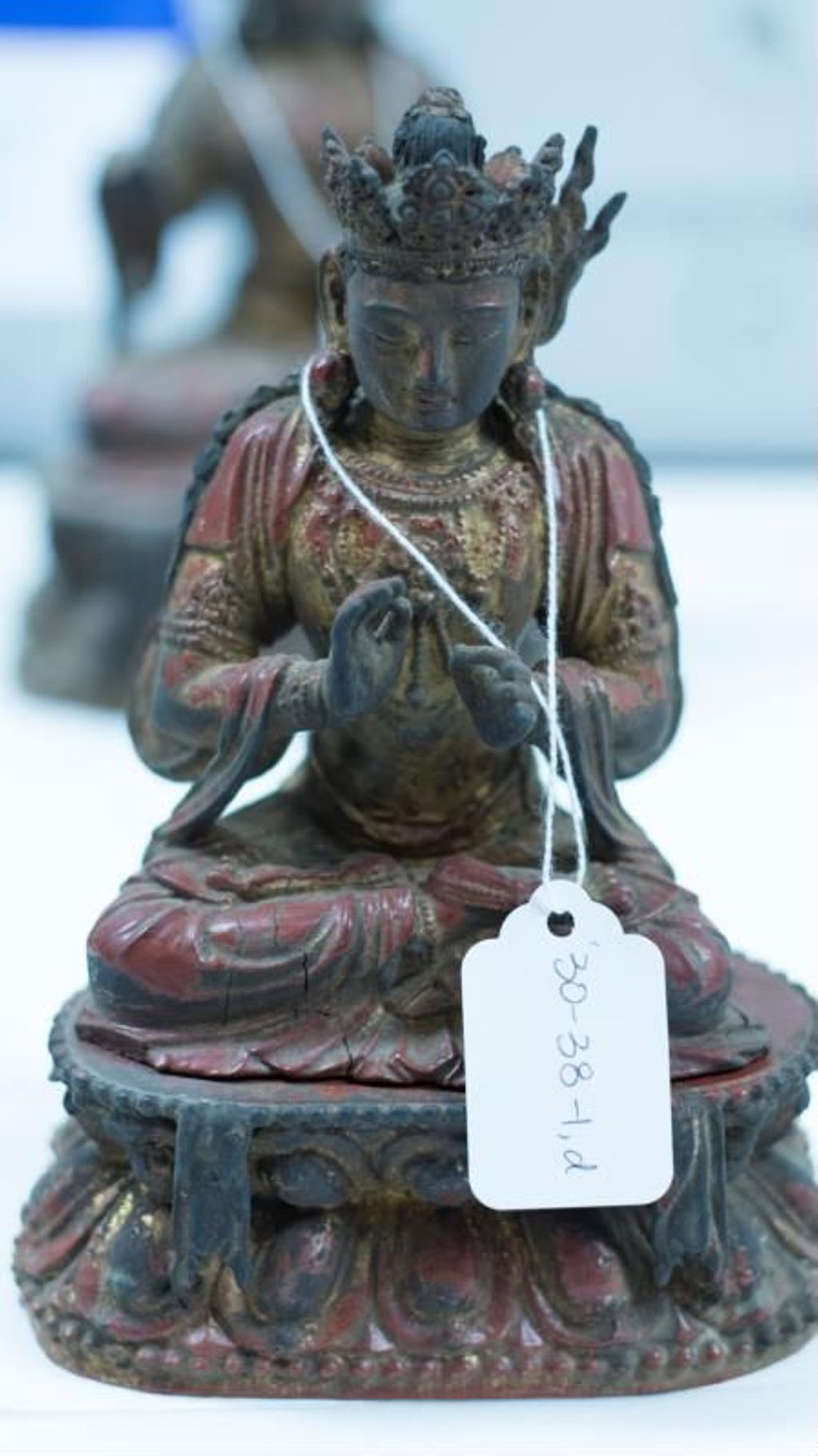 Miniature of Coffered Ceiling from Zhihua Hall (Zhihuadian, Hall of Transforming Wisdom), crowned small Buddha