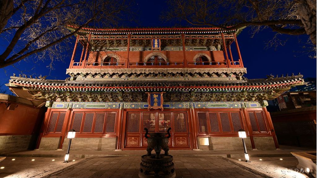 Miniature of Rulai Hall (Rulaidian, Tathagatha Hall or Shakyamuni Hall), exterior, nighttime