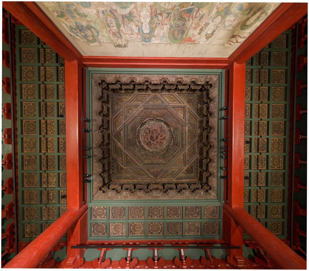 Miniature of Coffered Ceiling from Zhihua Hall (Zhihuadian, Hall of Transforming Wisdom), painted ceiling panels