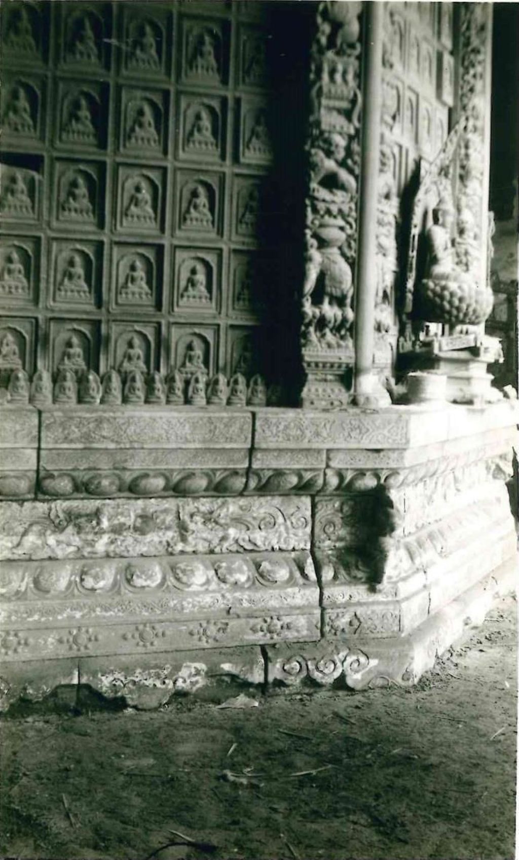 Miniature of Revolving Sutra Cabinet (Zhuanlun Jingzang, or Scripture Cabinet) in Sutra Hall (Zangdian, or Scripture Hall), white marble base