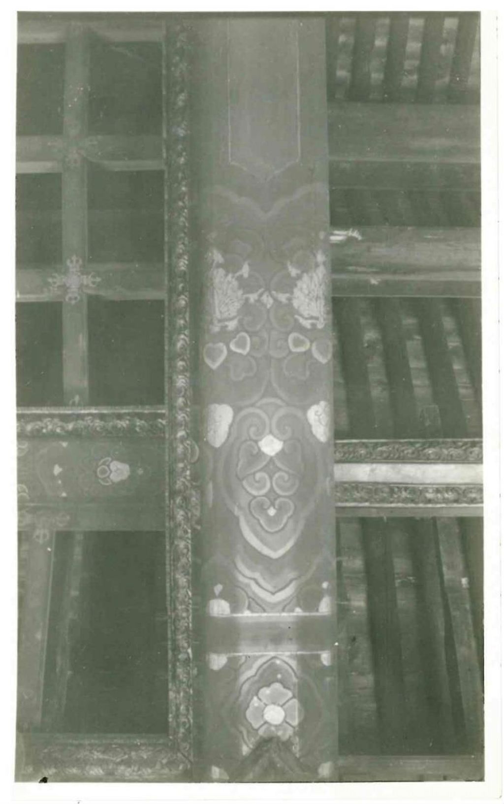 Miniature of Rulai Hall (Rulaidian, Tathagatha Hall or Shakyamuni Hall), ceiling, purlins, and column